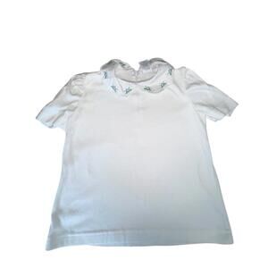 VTG 90’s Hartstrings White Embroidered Peter Pan Collar Top Made in USA Girls 6X